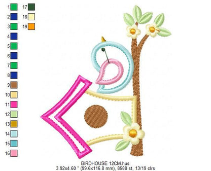 Bird embroidery designs - Bird House embroidery design machine embroidery pattern - instant download bird applique design - girl embroidery Marcia Embroidery