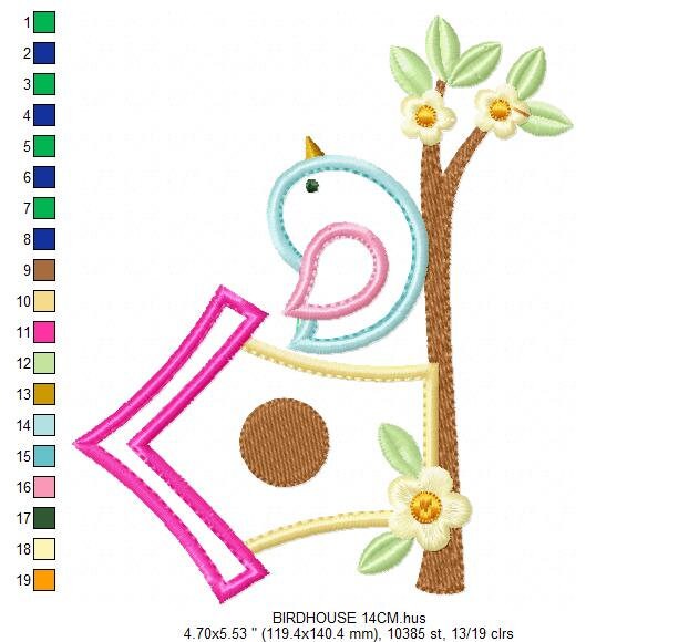 Bird embroidery designs - Bird House embroidery design machine embroidery pattern - instant download bird applique design - girl embroidery Marcia Embroidery