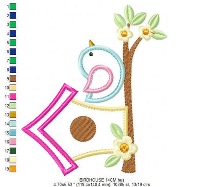Bird embroidery designs - Bird House embroidery design machine embroidery pattern - instant download bird applique design - girl embroidery Marcia Embroidery