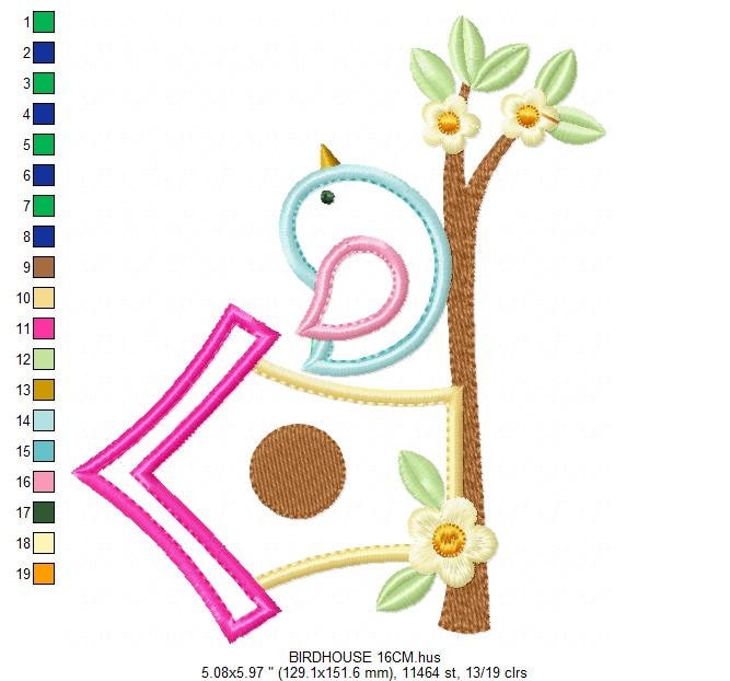 Bird embroidery designs - Bird House embroidery design machine embroidery pattern - instant download bird applique design - girl embroidery Marcia Embroidery