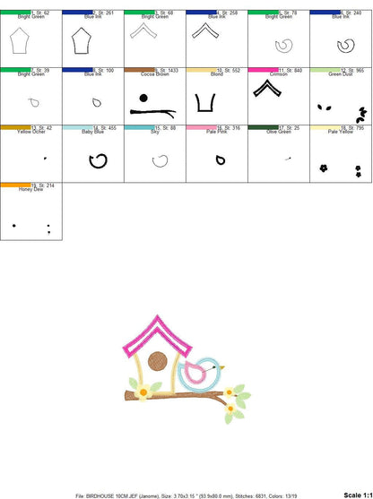Bird embroidery designs - Bird House embroidery design machine embroidery pattern - instant download bird applique design - girl embroidery Marcia Embroidery