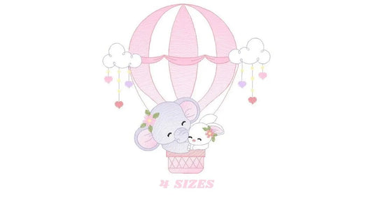 Elephant embroidery designs - Hot air balloon embroidery design machine embroidery pattern - Safari embroidery file - instant download pes Marcia Embroidery