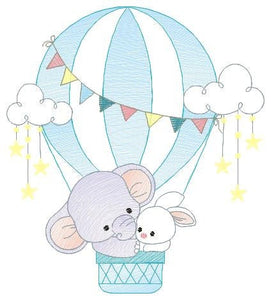 Elephant embroidery designs - Hot air balloon embroidery design machine embroidery pattern - Safari embroidery file - lnstant download pes