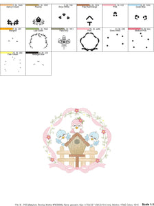 Bird embroidery designs - Birdhouse embroidery design machine embroidery pattern - Family embroidery - baby girl embroidery kitchen towel