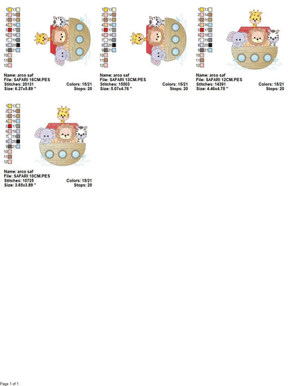Noah's Ark embroidery designs - Ark of Noah embroidery design machine embroidery pattern - Kid embroidery file - boy embroidery download Marcia Embroidery