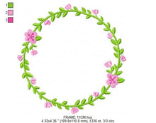 Charger l&#39;image dans la galerie, Monogram Frame embroidery designs - Flower laurel embroidery design machine embroidery pattern - Floral wreath embroidery file - download
