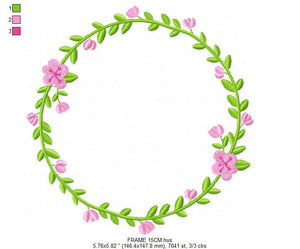 Monogram Frame embroidery designs - Flower laurel embroidery design machine embroidery pattern - Floral wreath embroidery file - download