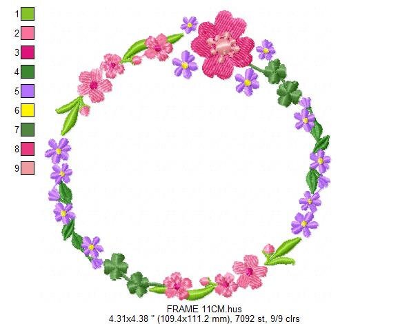 Floral Monogram Frame embroidery designs - Flower embroidery design machine embroidery pattern - Flowers Laurel embroidery file download - Marcia Embroidery