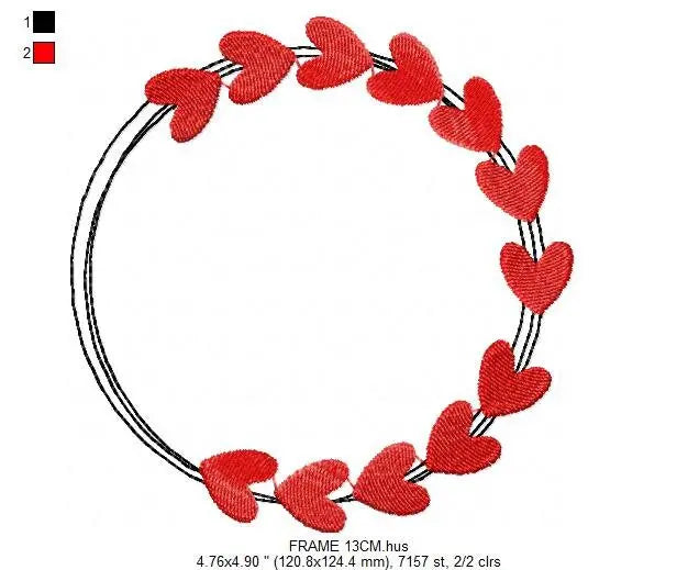 Hearts Monogram Frame embroidery designs - Heart love embroidery design machine embroidery pattern - Valentines embroidery file Marcia Embroidery