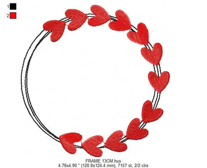 Hearts Monogram Frame embroidery designs - Heart love embroidery design machine embroidery pattern - Valentines embroidery file Marcia Embroidery