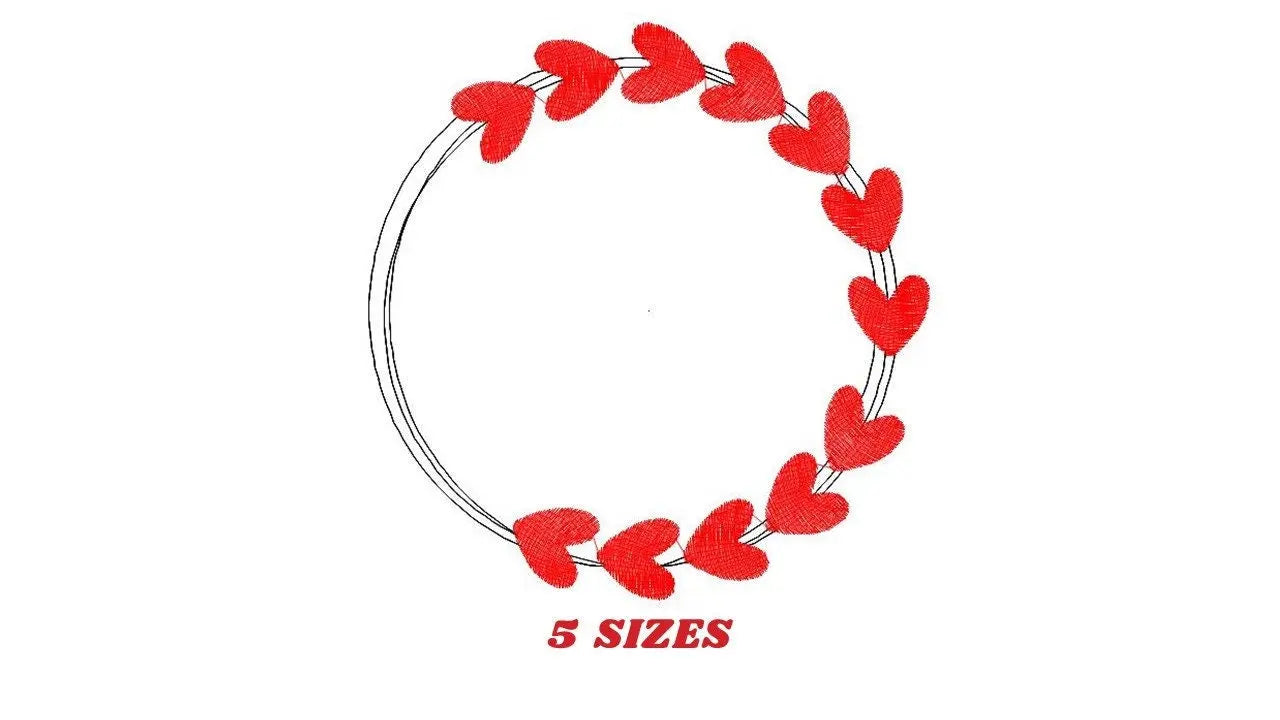 Hearts Monogram Frame embroidery designs - Heart love embroidery design machine embroidery pattern - Valentines embroidery file Marcia Embroidery