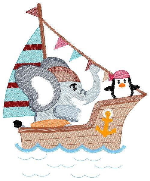 Elephant embroidery designs - Pirate embroidery design machine embroidery pattern - Penguin embroidery file - instant digital download Marcia Embroidery