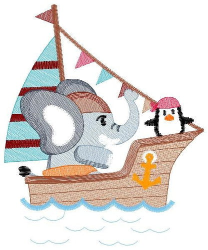 Elephant embroidery designs - Pirate embroidery design machine embroidery pattern - Penguin embroidery file - instant digital download Marcia Embroidery