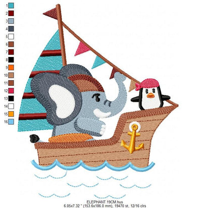 Elephant embroidery designs - Pirate embroidery design machine embroidery pattern - Penguin embroidery file - instant digital download Marcia Embroidery