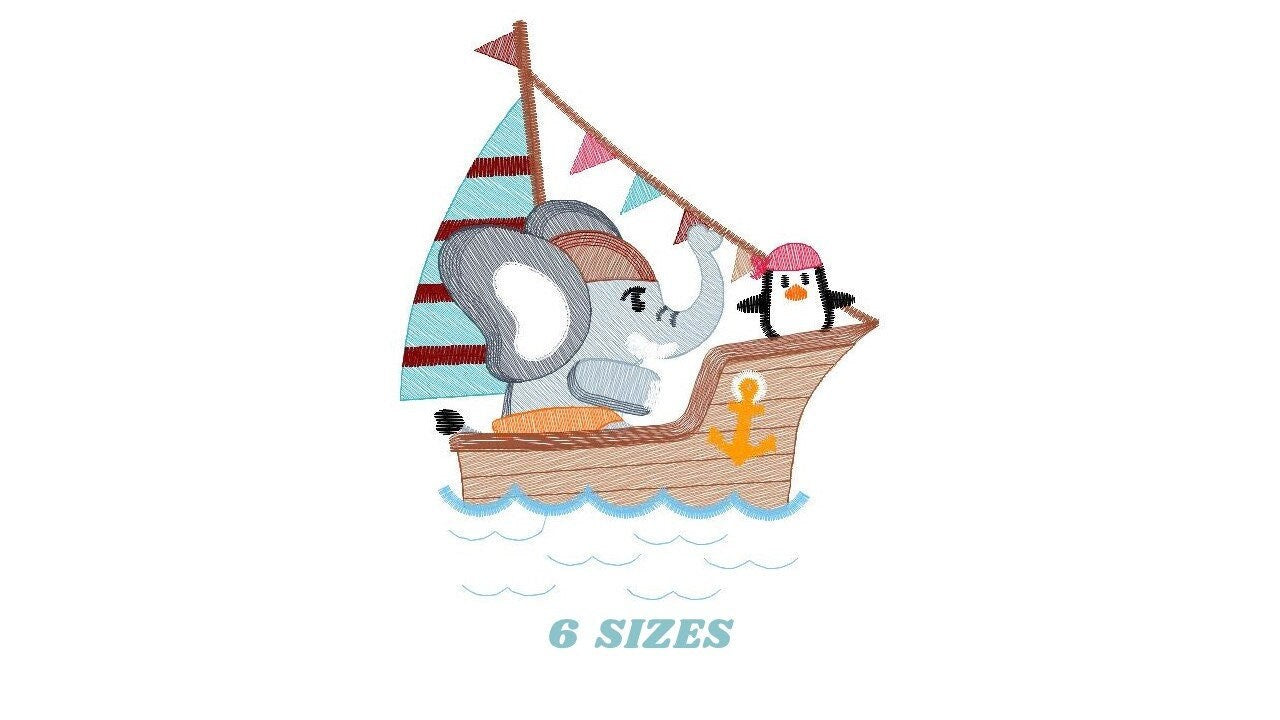 Elephant embroidery designs - Pirate embroidery design machine embroidery pattern - Penguin embroidery file - instant digital download Marcia Embroidery