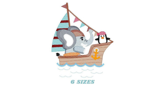 Elephant embroidery designs - Pirate embroidery design machine embroidery pattern - Penguin embroidery file - instant digital download Marcia Embroidery