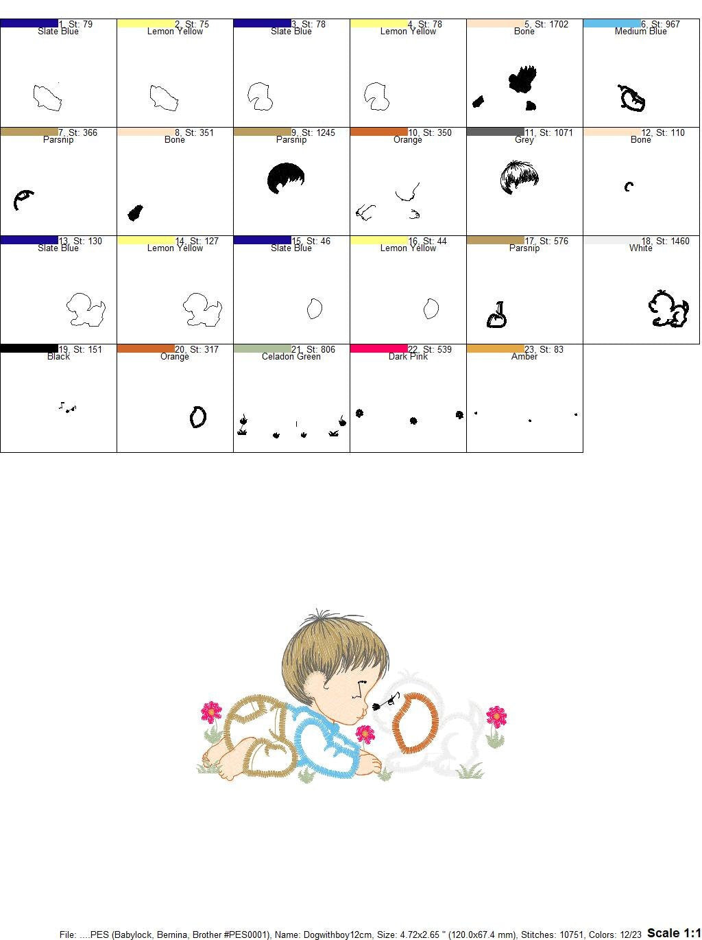 Boy embroidery designs - Dog embroidery design machine embroidery pattern - Boy with dog embroidery file - kid embroidery filled design pes - Marcia Embroidery