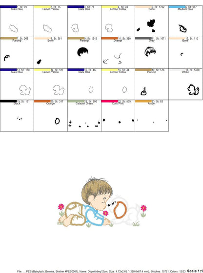 Boy embroidery designs - Dog embroidery design machine embroidery pattern - Boy with dog embroidery file - kid embroidery filled design pes - Marcia Embroidery