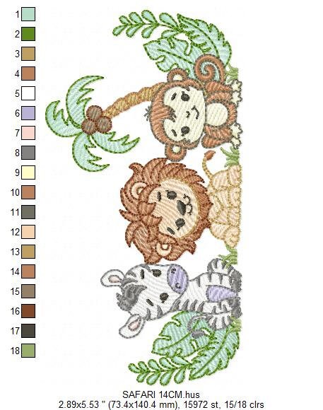 Safari embroidery designs - Animals embroidery design machine embroidery pattern - Zebra embroidery file - monkey embroidery lion design