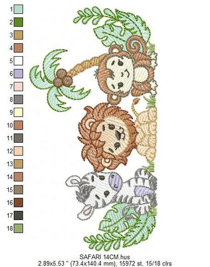Safari embroidery designs - Animals embroidery design machine embroidery pattern - Zebra embroidery file - monkey embroidery lion design