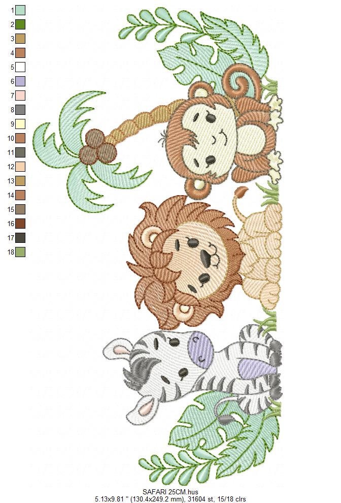Safari embroidery designs - Animals embroidery design machine embroidery pattern - Zebra embroidery file - monkey embroidery lion design