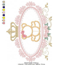 Cargar imagen en el visor de la galería, Bear embroidery designs - Teddy embroidery design machine embroidery pattern - Baby Girl embroidery file - instant download bear in a frame
