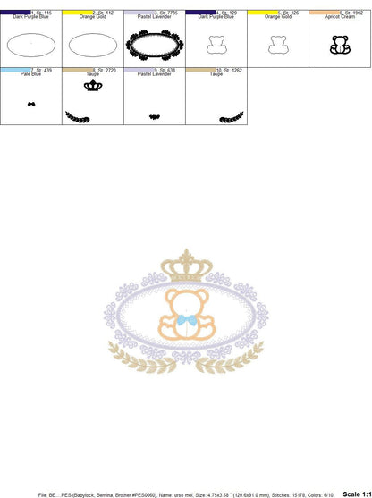 Bear embroidery designs - Laurel embroidery design machine embroidery pattern - Bear wreath embroidery bear design - newborn nursery deco - Marcia Embroidery
