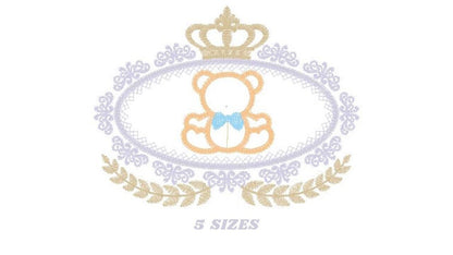Bear embroidery designs - Laurel embroidery design machine embroidery pattern - Bear wreath embroidery bear design - newborn nursery deco - Marcia Embroidery