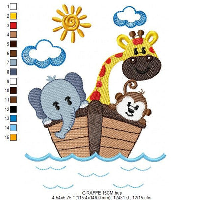 Safari embroidery designs - Animals embroidery design machine embroidery pattern - Giraffe embroidery file - monkey embroidery elephant pes