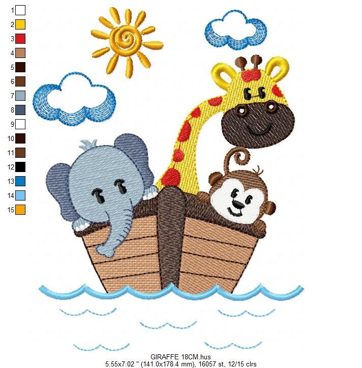 Safari embroidery designs - Animals embroidery design machine embroidery pattern - Giraffe embroidery file - monkey embroidery elephant pes