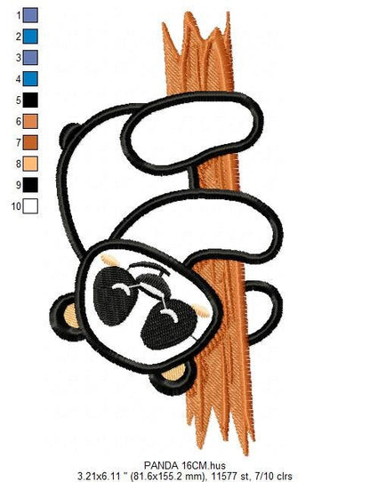 Panda embroidery design - Animal embroidery designs machine embroidery pattern - Baby boy embroidery file - Panda with tree instant download