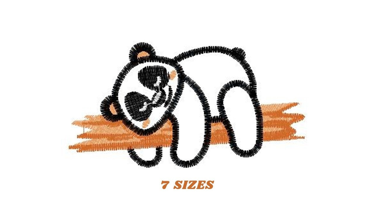 Panda embroidery design - Animal embroidery designs machine embroidery pattern - Baby boy embroidery file - Panda with tree instant download
