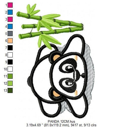 Panda embroidery design - Animal embroidery designs machine embroidery pattern - Baby boy embroidery file - Panda with bamboo download pes