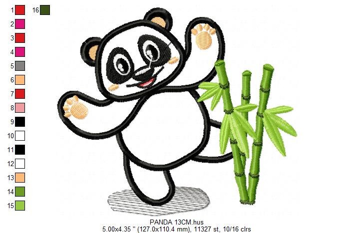 Panda embroidery design - Animal embroidery designs machine embroidery pattern - Baby boy embroidery file - Panda with bamboo applique pes