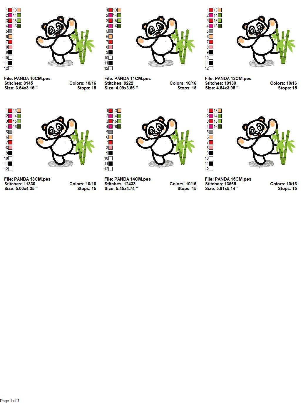 Panda embroidery design - Animal embroidery designs machine embroidery pattern - Baby boy embroidery file - Panda with bamboo applique pes