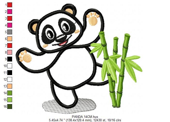Panda embroidery design - Animal embroidery designs machine embroidery pattern - Baby boy embroidery file - Panda with bamboo applique pes