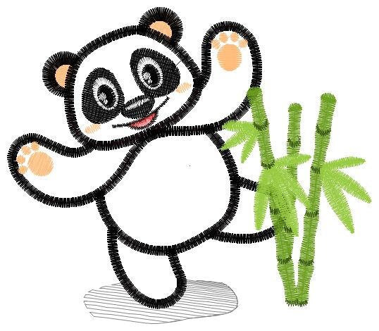 Panda embroidery design - Animal embroidery designs machine embroidery pattern - Baby boy embroidery file - Panda with bamboo applique pes