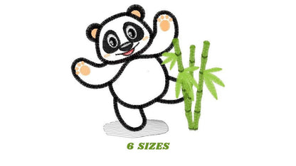 Panda embroidery design - Animal embroidery designs machine embroidery pattern - Baby boy embroidery file - Panda with bamboo applique pes