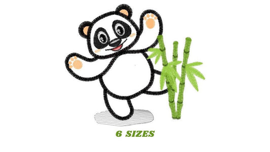 Panda embroidery design - Animal embroidery designs machine embroidery pattern - Baby boy embroidery file - Panda with bamboo applique pes