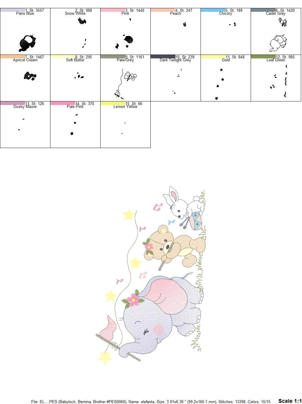 Animal band embroidery designs - Musical animals embroidery design machine embroidery pattern -  Elephant embroidery file - Bear and Rabbit