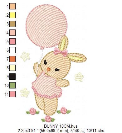 Bunny embroidery design - Rabbit embroidery designs machine embroidery pattern - Baby girl embroidery file - instant download pes jef hus