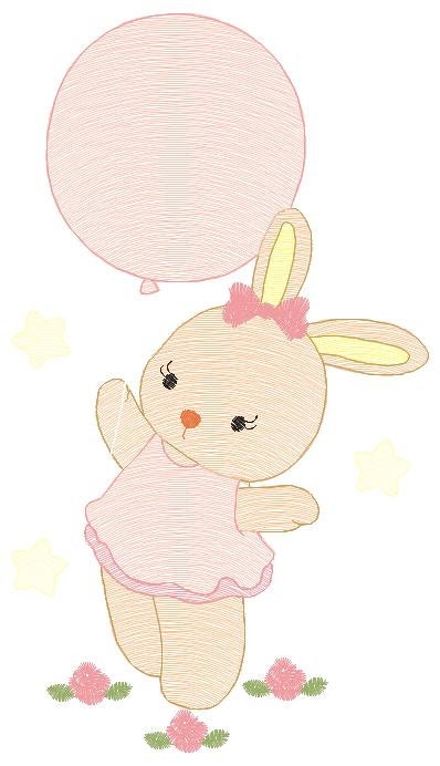 Bunny embroidery design - Rabbit embroidery designs machine embroidery pattern - Baby girl embroidery file - instant download pes jef hus