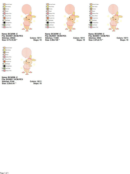 Bunny embroidery design - Rabbit embroidery designs machine embroidery pattern - Baby girl embroidery file - instant download pes jef hus