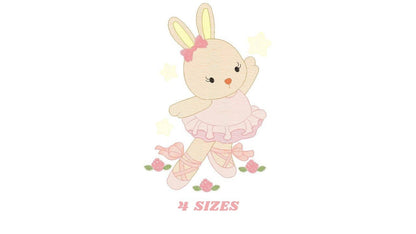 Bunny Ballerina embroidery design - Rabbit Ballet dancer machine embroidery pattern - Animal Ballerina file - Instant download pes jef vip