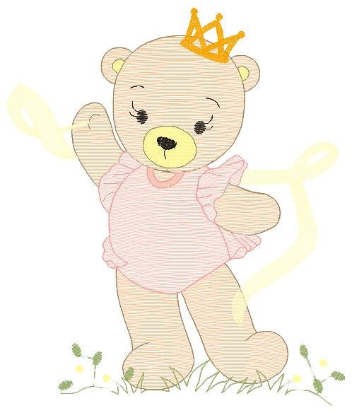 Bear embroidery designs - Ballerina embroidery design machine embroidery pattern - Baby girl embroidery file - Ballerina bear with crown - Marcia Embroidery