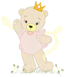 Bear embroidery designs - Ballerina embroidery design machine embroidery pattern - Baby girl embroidery file - Ballerina bear with crown