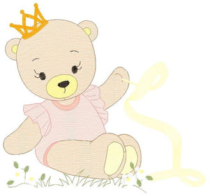 Bear embroidery designs - Ballerina embroidery design machine embroidery pattern - Baby girl embroidery file - Ballerina bear with crown