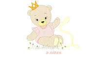 Carica l&#39;immagine nel visualizzatore di Gallery, Bear embroidery designs - Ballerina embroidery design machine embroidery pattern - Baby girl embroidery file - Ballerina bear with crown
