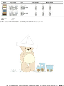 Bear with train embroidery designs - Bear embroidery design machine embroidery pattern - Baby boy embroidery file - instant download train