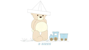 Bear with train embroidery designs - Bear embroidery design machine embroidery pattern - Baby boy embroidery file - instant download train